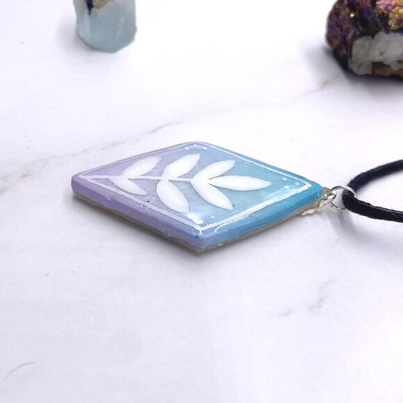 Blue and Purple Botanical Necklace - Picture 3 of 10